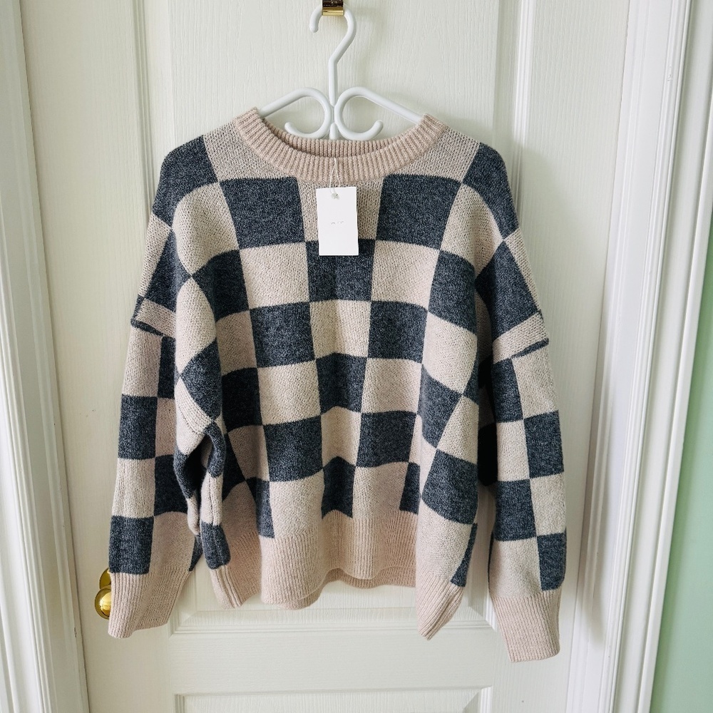 Oak + Fort - Checkered Sweater, Size XS, Brand New with Tags!